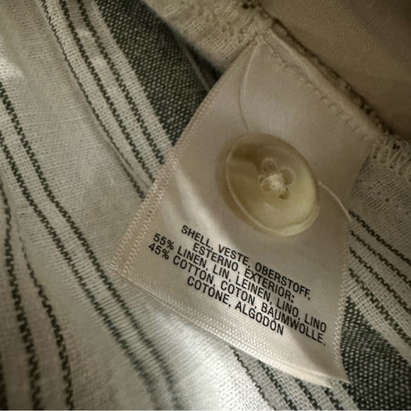 Anthropologie Shorts High Waisted White Stripe White Linen Boho Size 4 Small - Picture 7 of 8